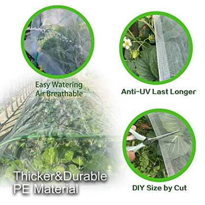 8x10Ft Ultra Fine Garden Netting, Plant Protection Mesh Barrier, Bird Insect Screen Net, Vegetable Fruit Flower Tree Row Cover, Raised Bed Plant Protective Net