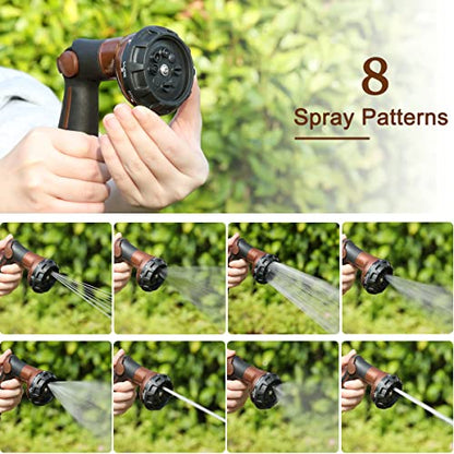 FANHAO Heavy Duty Garden Hose Nozzle, Metal Hose Sprayer Easy Thumb Control - color: Brown