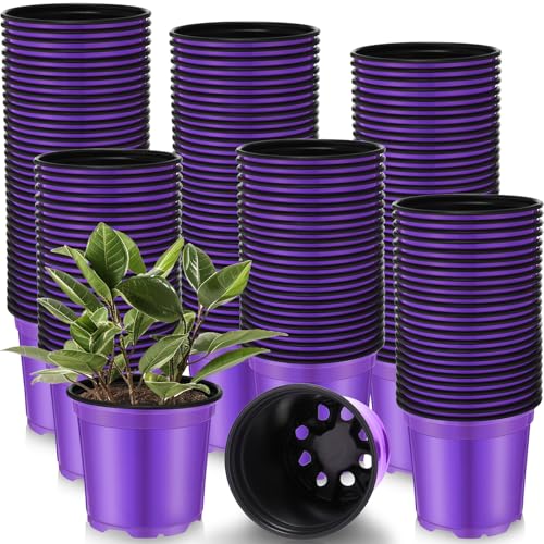 Havawish 150 Pcs 4 Inch Nursery Pots with Drainage Holes, Purple - color: Purple