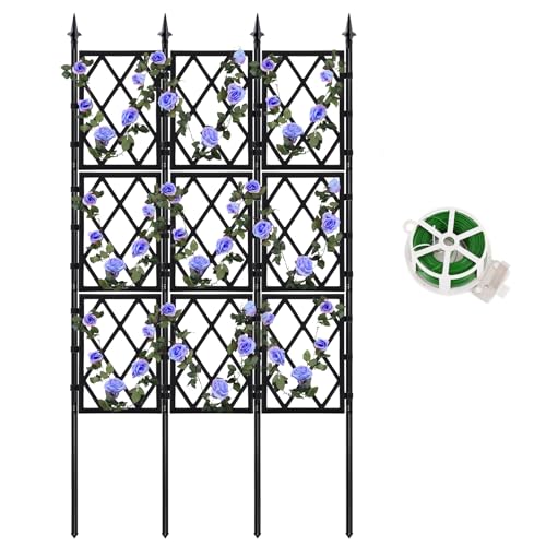 WellSign Garden Trellis for Climbing Plants Outdoor 63 Inch Iron Pipe - color: Black