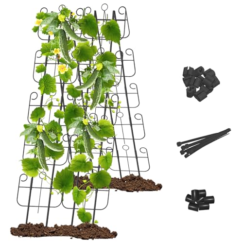 Cucumber Trellis for Raised Bed, Metal Rustproof A-Frame Garden Trellis, Outdoor Heavy Duty Climbing Plants Support for Cucumber, Vegetables, Vine, Expandable Height & Width - size: 20 Pack-17in(H)x12.6in(L)