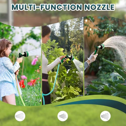 Garden Hose Nozzle,Water Hose Sprayer Thumb Control with 10 Spray Patterns - color: Green