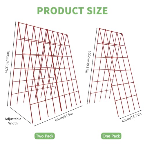 DoCred 39.4" H Cucumber Trellis, 2 Pack Foldable A Frame Garden Trellis - color: Red, size: 39.4" H (Standard)