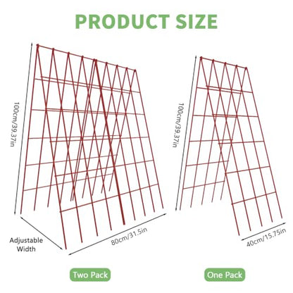 DoCred 39.4" H Cucumber Trellis, 2 Pack Foldable A Frame Garden Trellis - color: Red, size: 39.4" H (Standard)