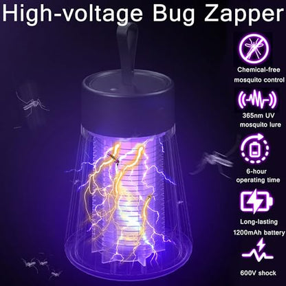 Bug Zapper Rechargeable Mosquito Repellent Indoor Outdoor,Portable Mosquito Zapper,Fly Zapper Fruit Fly Trap for Patio, Home, Backyard, Yard, Garden, Campsite