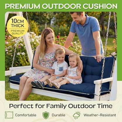 Oxford Fabric Swing Cushions with Backrest & Tie Straps for Patio Bench - color: Blue