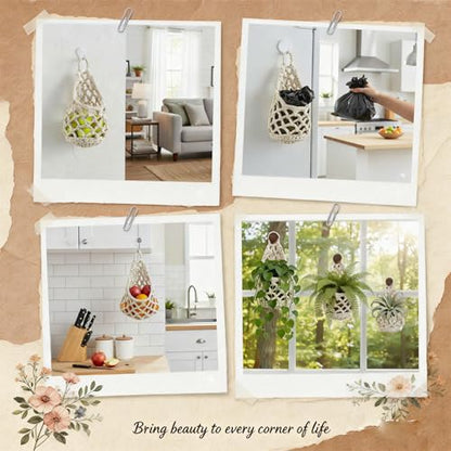 Macrame Plant Hanger Set of 2, Boho Wall Hanging Planter for up to 6" Pots - color: 2 Pcs White, size: 6 Inch