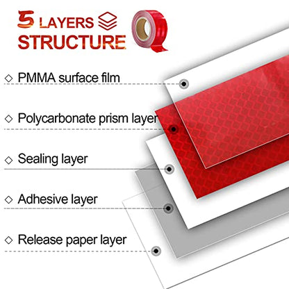 Reflective Tape, Waterproof Self Adhesive Dot Safety Reflector - color: Red, size: 4 Inch x 65 Feet