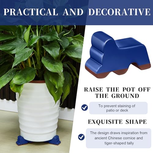 Kigeli 12 Pcs Resin Pot Feet for Outdoor Planters Frost Proof, Royal Blue - color: Royal Blue