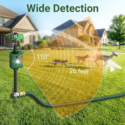 Solar Animal Sprinkler Cat Repeller Motion Sensor Deer Repellent Motion Activated Sprinkler 1 Pack for Animal Deterrent with Flashing Lights Squirrel Dog Fox for Yard Lawn Courtyard Farm