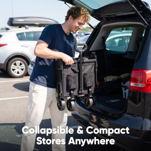 Golabs WA1 Collapsible Folding Wagon Cart, Max 220lb Load, Expands to 100L - color: Wa1 Black
