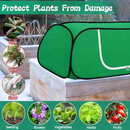 2Pc Pop Up Winter Garden Rows Plant Cover,Raised Bed Freeze Plant Protector - color: Green-2Pc