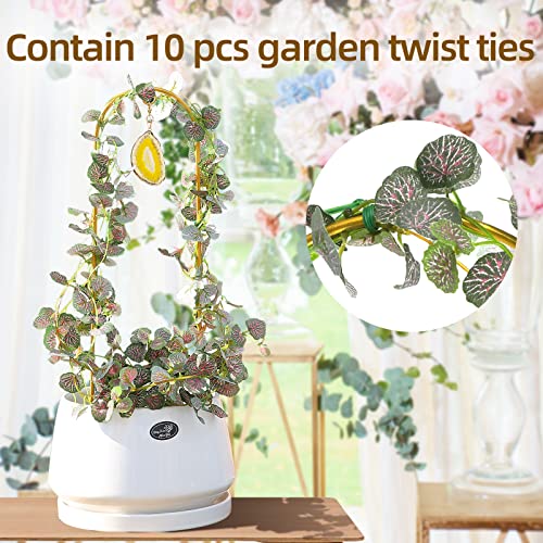 2PCS Small Gold Plant Trellis for Indoor Potted Climbing Plants with Agate - color: 04-Yellow Blue