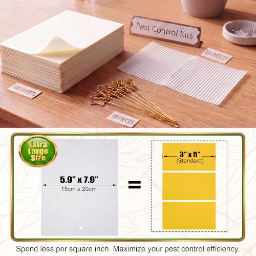 100 Gnat Sticky Traps for Plants, Transparent Double Sided Indoor Outdoor