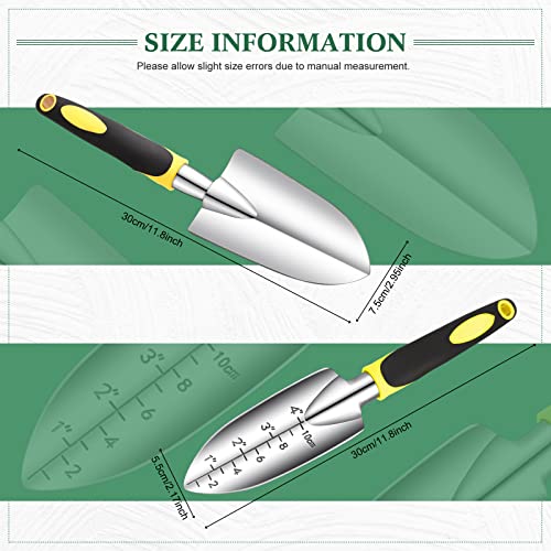 Honoson Garden Hand Trowel Transplant Trowel with Measurements Aluminum Alloy Planting Tools with Rubber Handle Small Gardening Hand Tools Shovels for Gardening Cultivating Transplanting Supplies - color: Yellow