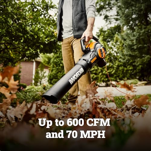 WORX Trivac 3-in-1 Electric Leaf Blower/Leaf Vacuum/Leaf Mulcher, WG512 - style: 600 CFM Blower/Vac/Mulcher