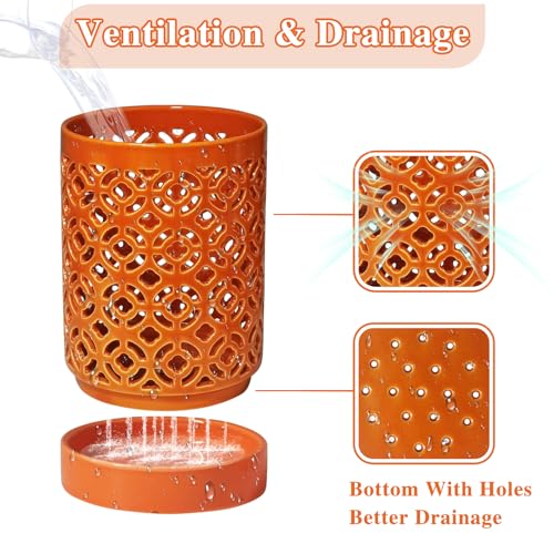 Orchid Pot 4 Inch with Holes & Saucers, Orchid Pot for Repotting, Breathable Slotted Orchid Pots Flower Plant Nursery Pot Orange - color: Orange Plum
