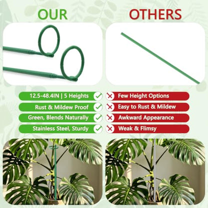 7Pcs Telescoping Plant Stakes 12.5-48.4IN Adjustable Monstera Plant Support - size: 7PCS