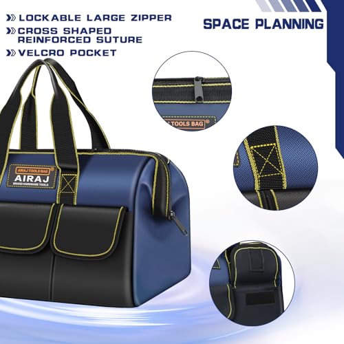 AIRAJ 2 Pack Large Tool Bag,16" & 18"Wide Mouth Tool Bags for Men and Women - size: 16"+18"