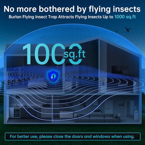 BURLAN Flying Insect Trap, Plug-in Fruit Fly Trap Indoor 9W Night UV Light - color: 1PC-Black