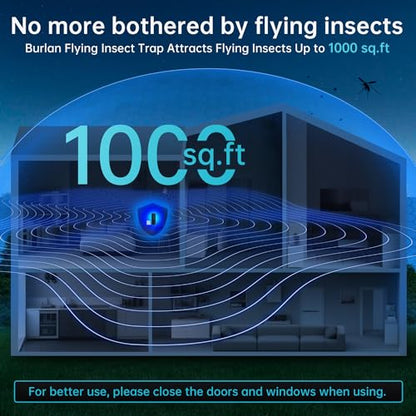 BURLAN Flying Insect Trap, Plug-in Fruit Fly Trap Indoor 9W Night UV Light - color: 1PC-Black