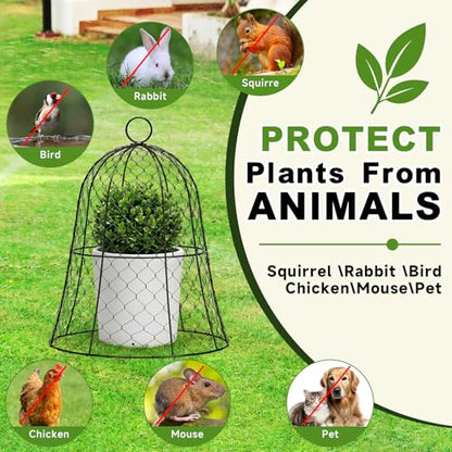 Sadnyy 12 Pack Garden Chicken Wire Cloche, 13" W x 15.7" H Plant Protectors and Covers Wire Garden Cloches from Animals Metal Cage Plant Protection Strong and Not Easy to Deform No Assembly Required - size: 13" D X 15.7" H, style: Classic Style