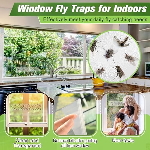 30 Pack XL Window Fly Traps for Indoors, Sticky Fly Traps (Clear, 15"×3") - size: 15"×3", style: Clear