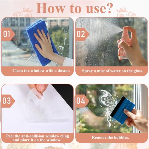 24 Pieces Window Decals to Prevent Bird Strikes, Anti Collision Windows Stickers to Prevent Bird Strikes Double Sided Windows Decals No Glue Needed Reusable Static Clings for Birds Window Deterrent