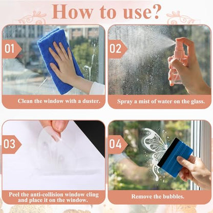 24 Pieces Window Decals to Prevent Bird Strikes, Anti Collision Windows Stickers to Prevent Bird Strikes Double Sided Windows Decals No Glue Needed Reusable Static Clings for Birds Window Deterrent
