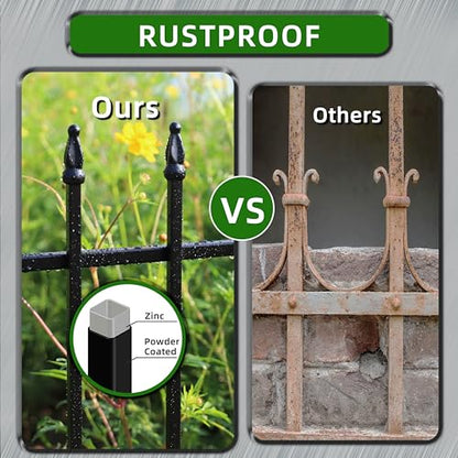 Decorative Metal Garden Fence 11" x 6', Small Fence Border with Stakes - size: 11″H x 6ft（5 Panels）