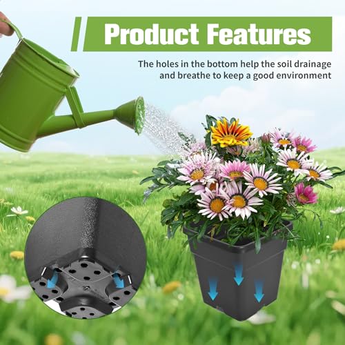 HOSTIC 3 Gallon Square Nursery Pots Flexible Plastic Pots for Plants Gallon Pot with Drainage Holes 10 Pcs - color: Black, size: 3 Gallon-10Pcs