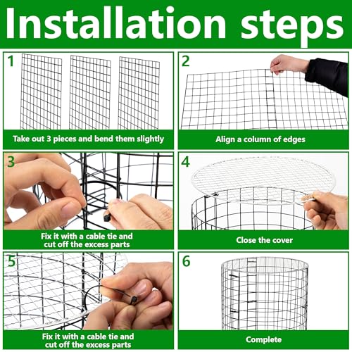 Adnee 8 Pack Wire Plant Protector with Cover-12" x 11" Detachable Plant Protector Metal Plant Cages-Garden Plant Cages for Flower Vegetable to Keep Animals Out - color: 8 Pack 12x11 Inch