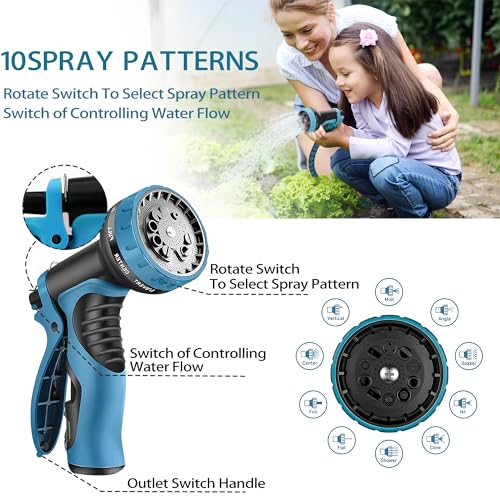 75 ft Garden Hose - Expandable Garden Hose with 10 Function Spray Nozzle - Kink-Free, Lightweight, Durable, Flexible, 2026 New Retractable Water Hoses for Yard, Lawn, Gardening(Blue Black)