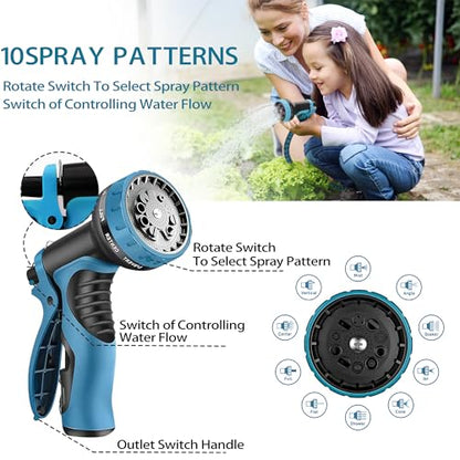 75 ft Garden Hose - Expandable Garden Hose with 10 Function Spray Nozzle - Kink-Free, Lightweight, Durable, Flexible, 2026 New Retractable Water Hoses for Yard, Lawn, Gardening(Blue Black)