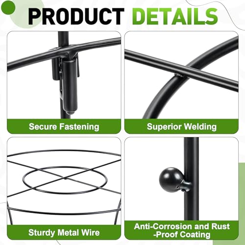 1 Pack Metal Peony Plant Support Cage, 32.2 x 19.2 Inch with Wide Top Ring