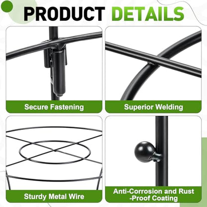 1 Pack Metal Peony Plant Support Cage, 32.2 x 19.2 Inch with Wide Top Ring
