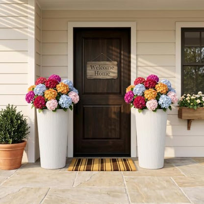 24" Tall Planters for Outdoor Plants with Insert, Set of 2 White - color: White-r