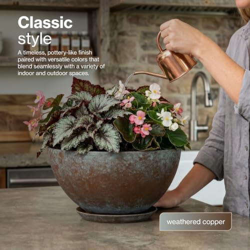 10" Rosie Bowl with Saucer in Weathered Copper - color: Weathered Copper