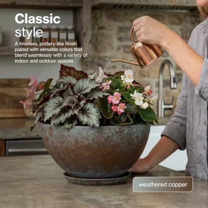 10" Rosie Bowl with Saucer in Weathered Copper - color: Weathered Copper