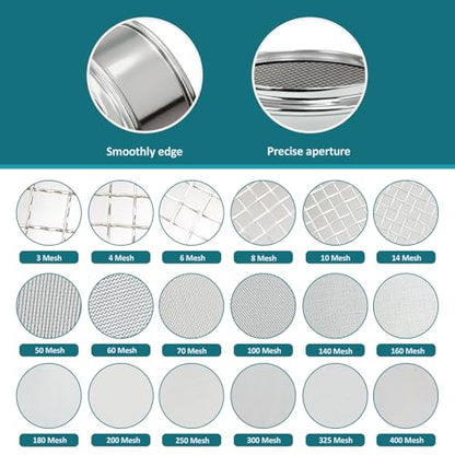 2.36" (6cm) Full 304 Stainless Steel Mini Lab Sieve, 20 Mesh (0.9mm) Sifter - size: 20 Mesh(0.9mm)/Ф2.4in(6CM)