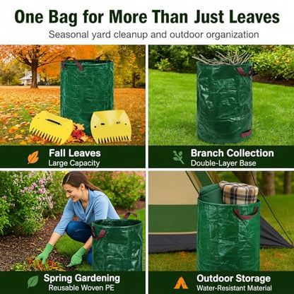 Leaf Scoops Hand Rakes, Leaf Claws & Leaf Grabbers for Yard Work with 72-Gallon Reusable Leaf Bag, 2 Pairs Adult Garden Gloves & Soft Handle Covers, Yard Cleanup Kit for Leaves - style: Leaf Scoops Kit with Bag & Gloves
