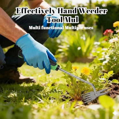 Weed Puller Tool, 5-Claw & Crab Claw 2-in-1 Heavy Duty Weed Remover, Ergonomic Long Handle Manual Weeding Tool for Dandelion, Crabgrass, Patio, Lawn & Garden