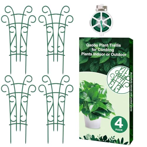 Plant Trellis for Potted Plants 4 Pack Stackable Indoor Outdoor Climbing Houseplant Support with Garden Wire for Pothos Hoya Ivy Flower - size: 4 Pack