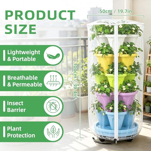 2PCS 39"X20" Garden Netting for Vertical Planters Strawberry Planter Cover
