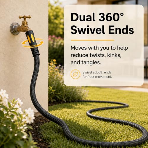 TheFitLife Garden Hose, Heavy Duty, Lightweight, Kink-Free, Flexible - size: 25ft