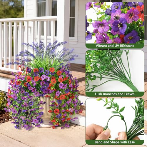 Artificial Fake Hanging Flowers Plants for Outdoor Outside Decoration - color: Mixed 2