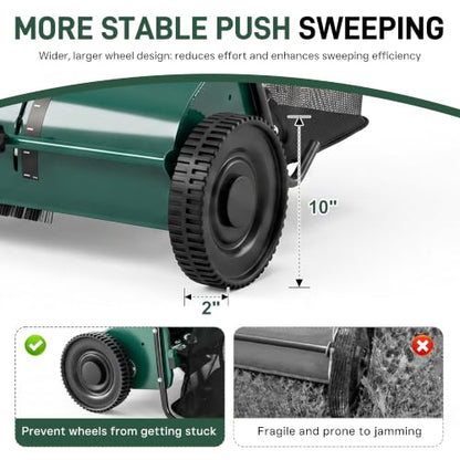 DRMBOOK Push Lawn Sweeper, Manual Leaf & Grass Collector, 21-Inch Green - color: Green, size: 21-Inch