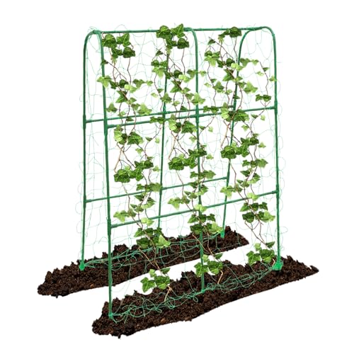 Compact U-Shaped Plant Trellis for Peas, Beans & Light Climbing Plants - Rust-Resistant, Foldable Design, Lightweight Steel, Ideal for Raised Beds & Patio Gardens(31" W x 47" H) - size: 31" W x 47" H - U Frame Trellis