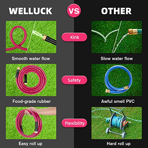 WELLUCK Garden Hose 5/8 in x 10 ft, Heavy Duty Durable Anti Kink Flexible Garden Water Hose for Drinking Water Safe BPA Free, All-weather Lightweight Water Hose for Garden RV Camper Marine - size: 5/8 in x 10FT, style: Pink