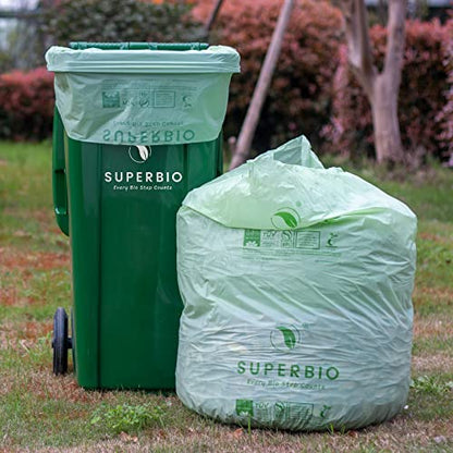 SUPERBIO 33 Gallon Compostable Yard Waste Bags, 120 Count Bulk - style: 33 gallon,120 count